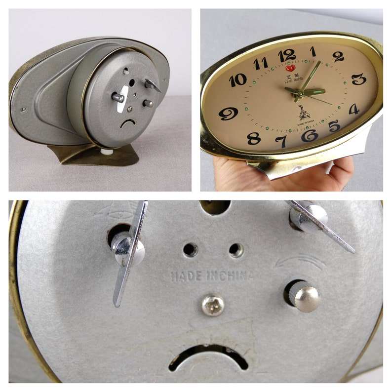 Five Rams Clock Retro Oval Clock Vintage Alarm Clock Desk Etsy