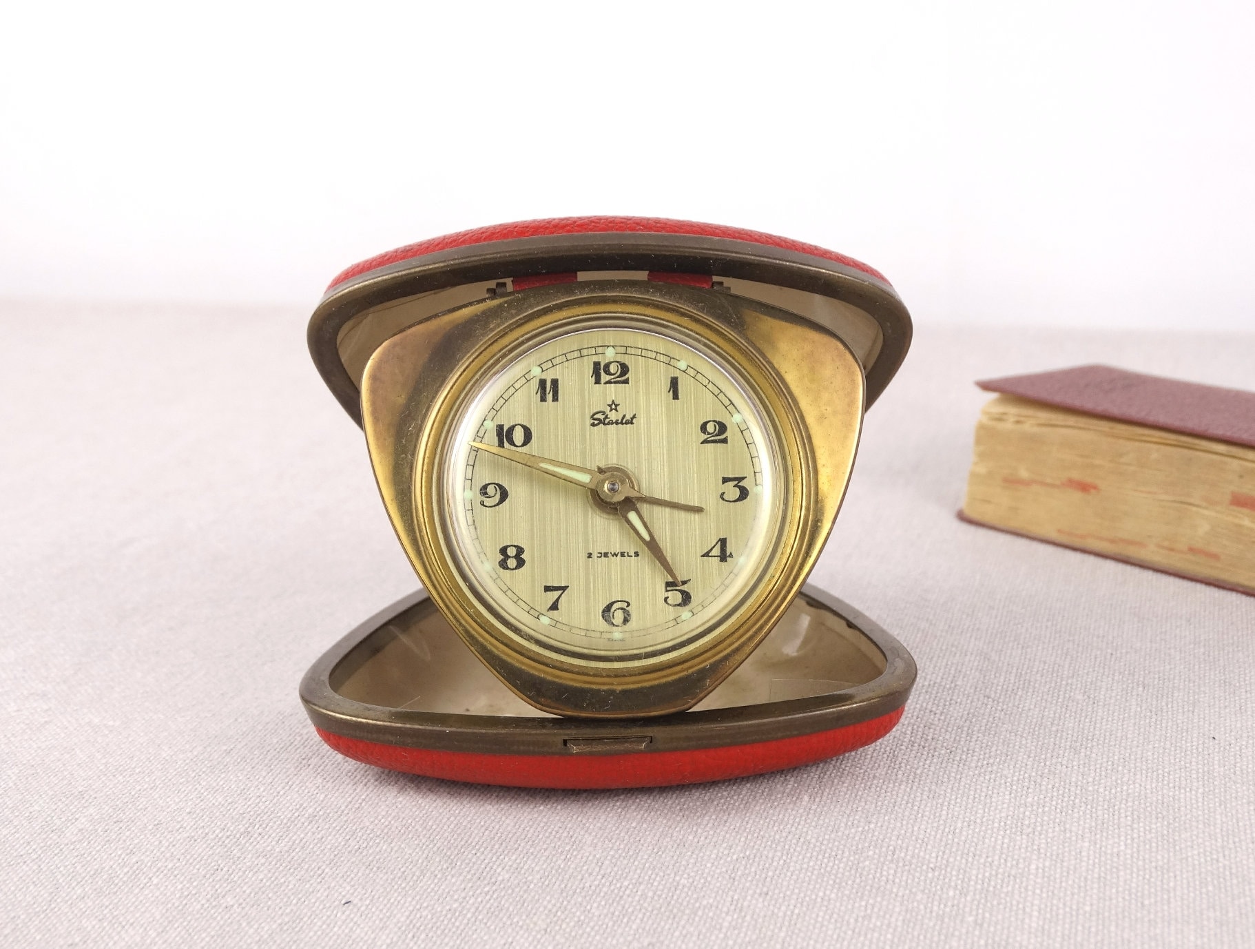  CLOCK 2 Scarlett 置時計　美品 Starlet 2 Jewels Clock, Triangle Clock, Brass Alarm Clock, Pyramid