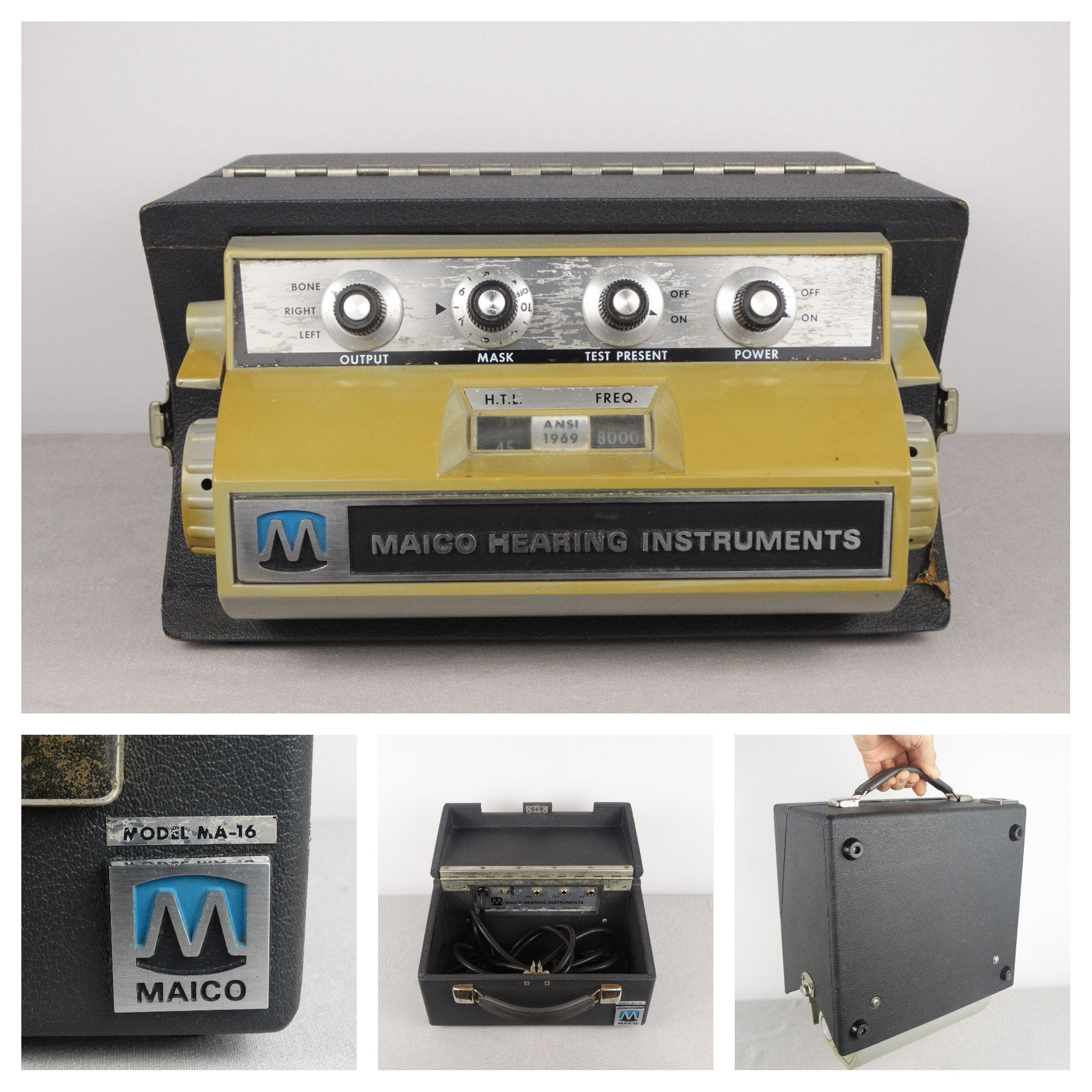 1969年、Maico MA 16 補聴器、ヴィンテージ聴力検査装置、医療用装飾品