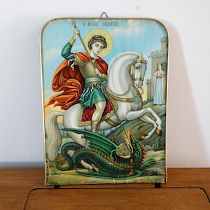 Large Saint George Icon, Christian Orthodox Icon, Religious Icon, Catholic Gift, Religious Gift, St George, Orthodox Icon, Baptism Gift
