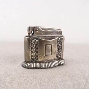 Encendedor Ronson Diana, Encendedor plateado, Encendedor de mesa Ronson, Encendedor de gasolina, Encendedor de sobremesa, Encendedor Art Déco, Encendedor de escritorio vintage