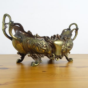Vintage Brass Jardiniere, Brass Plant Holder, Rectangular Jardiniere, Offering Pot, Jardiniere Box, Brass Planter, Brass Basket, Flower Box