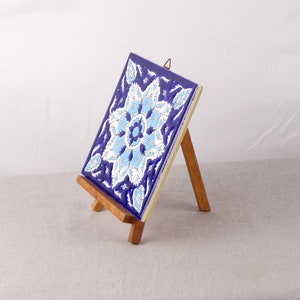 Mediterranen Fliese, Trivet Keramikfliese, Mandala-Fliese, keramischen Wandbehang, böhmische Fliese, blaue keramische Fliese, griechische Fliese, Küchenfliese, Bild 2