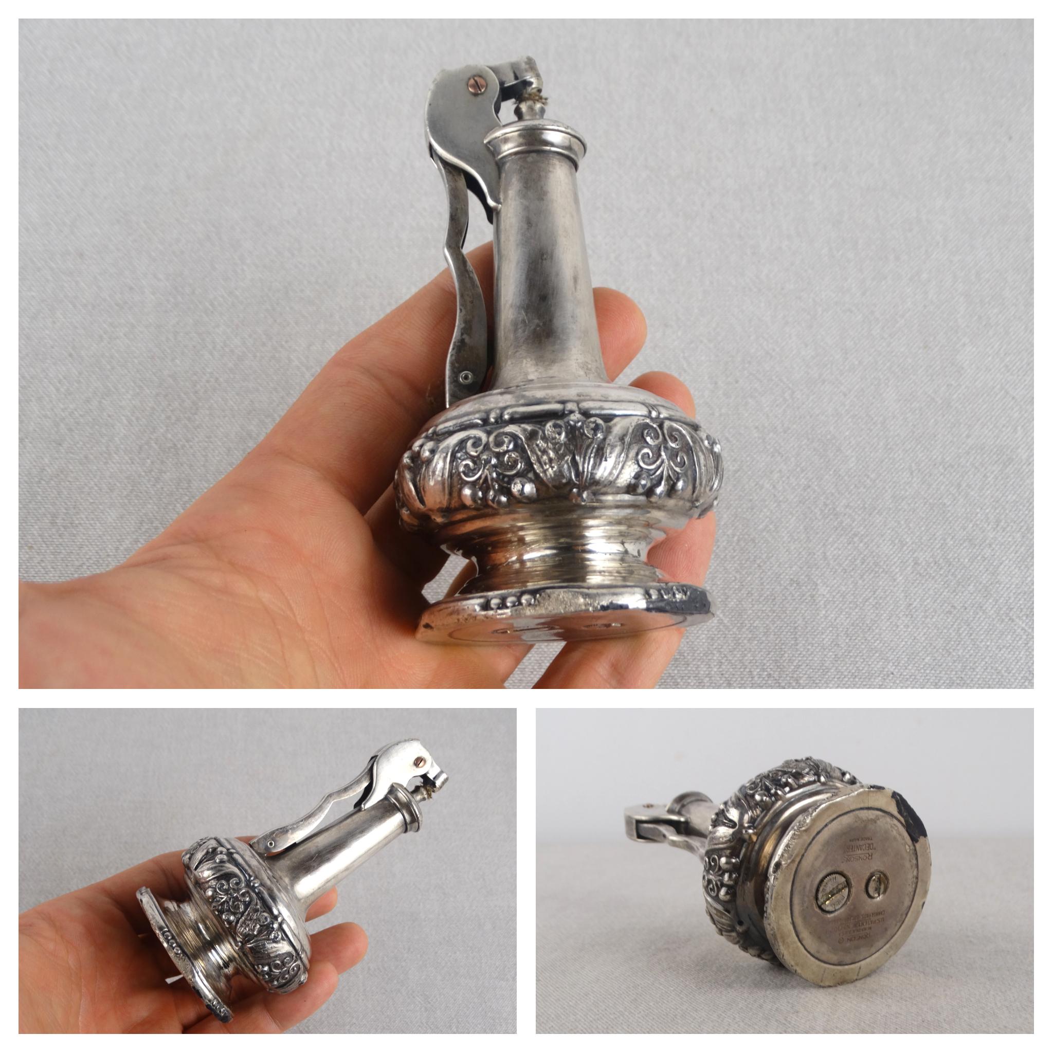 Silver Table Lighter, Ronson Decanter Deluxe Lighter, Art Deco