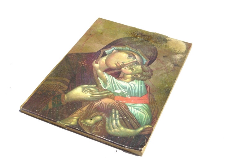 Virgin Mary, Jesus Christ, Religious Icon, Greek Orthodox Art, Religious Print, Catholic Decor, Religious Decor, Catholic Gift image 1