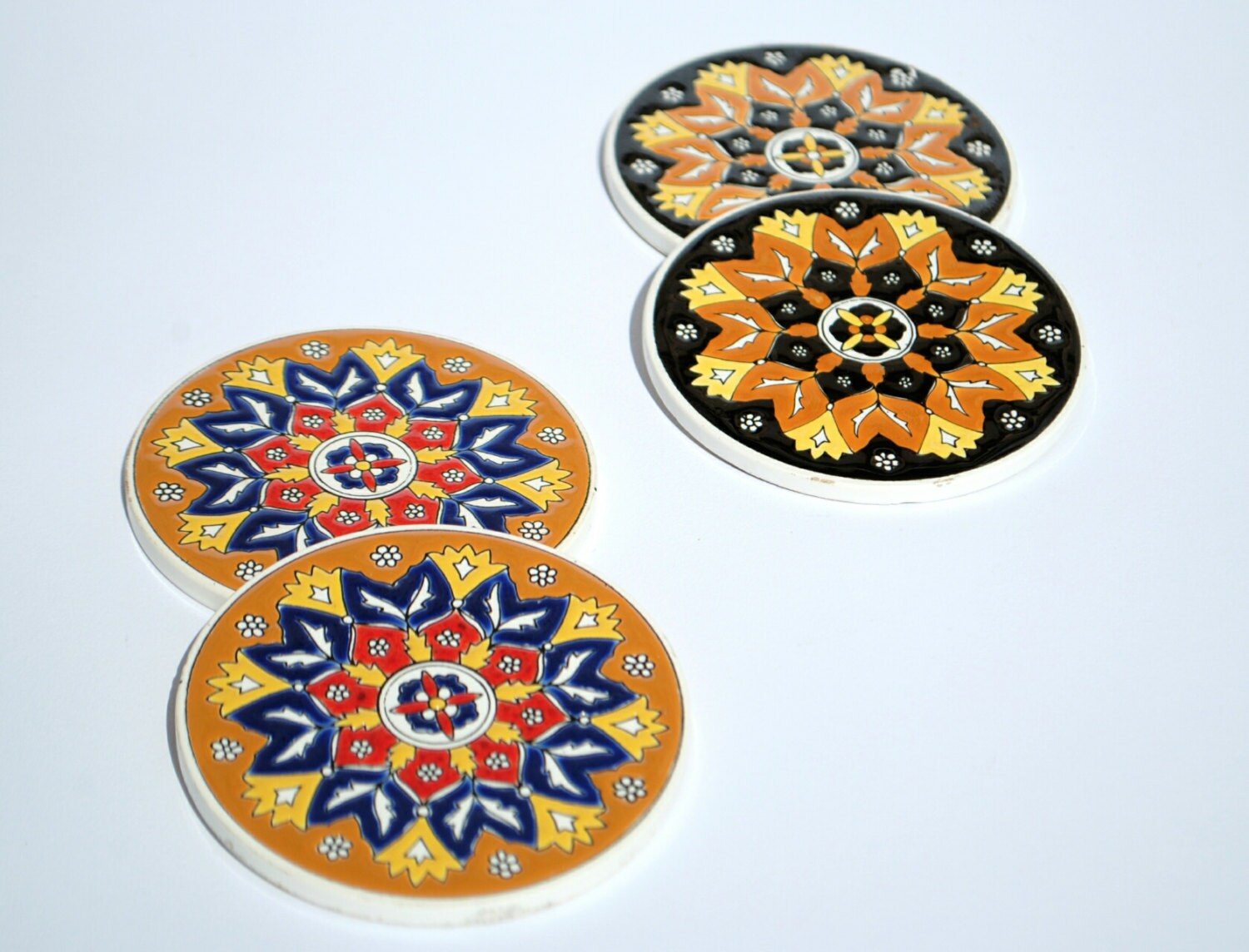 Vintage Bohemian Coasters Ceramic Coaster Retro Coasters Etsy
