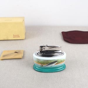 Encendedor Ronson Minton, Encendedor de mesa de porcelana, Encendedor de gasolina, Encendedor de mesa Ronson, Encendedor de porcelana china, Encendedor de escritorio, Encendedor de sobremesa