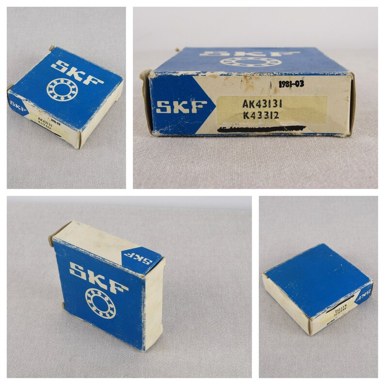 May include: A blue and white cardboard box with the SKF logo and the text "AK43131 K43312" printed on it. The box is labelled with the date "1981-03".