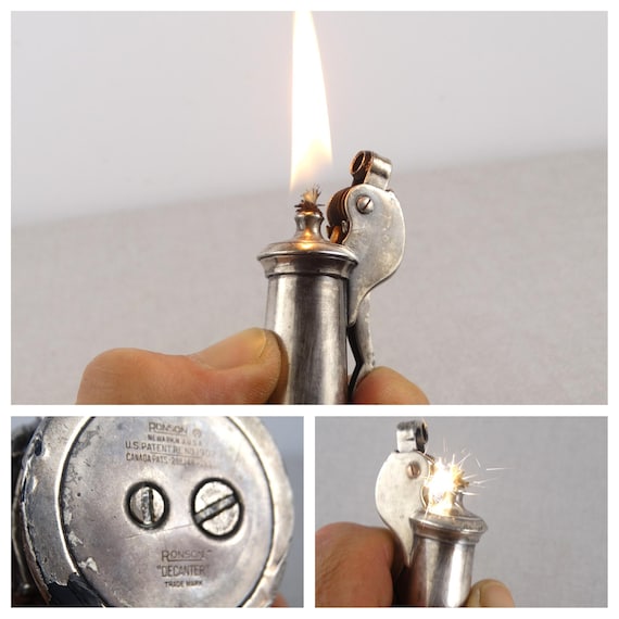 Silver Table Lighter, Ronson Decanter Deluxe Lighter, Art Deco