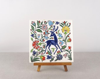 Vintage Ceramic Tile, Wall Tile, Deer Decor, Sticker Tile, Kitchen Tile, Bohemian Wall Tapestry, Fawn, Deer Tile, Sticker Tile, Fawn Decor
