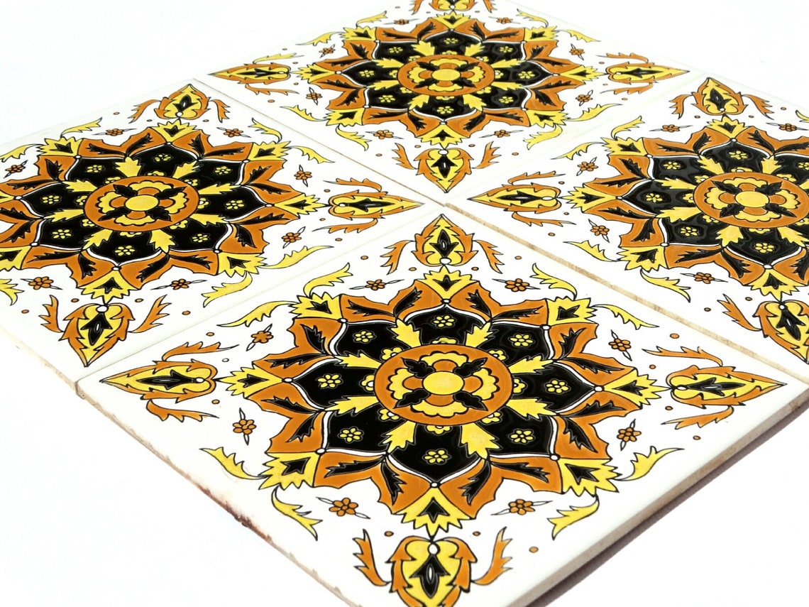 Ceramic Sticker Tiles Ceramic Tiles Ceramic Wall Art Yellow Etsy