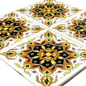 Ceramic Sticker Tiles, Ceramic Tiles, Ceramic Wall Art, Yellow Ceramic Tile, Bohemian Wall Tapestry, Ceramic Wall Tile, Sticker Tile, Tile image 2