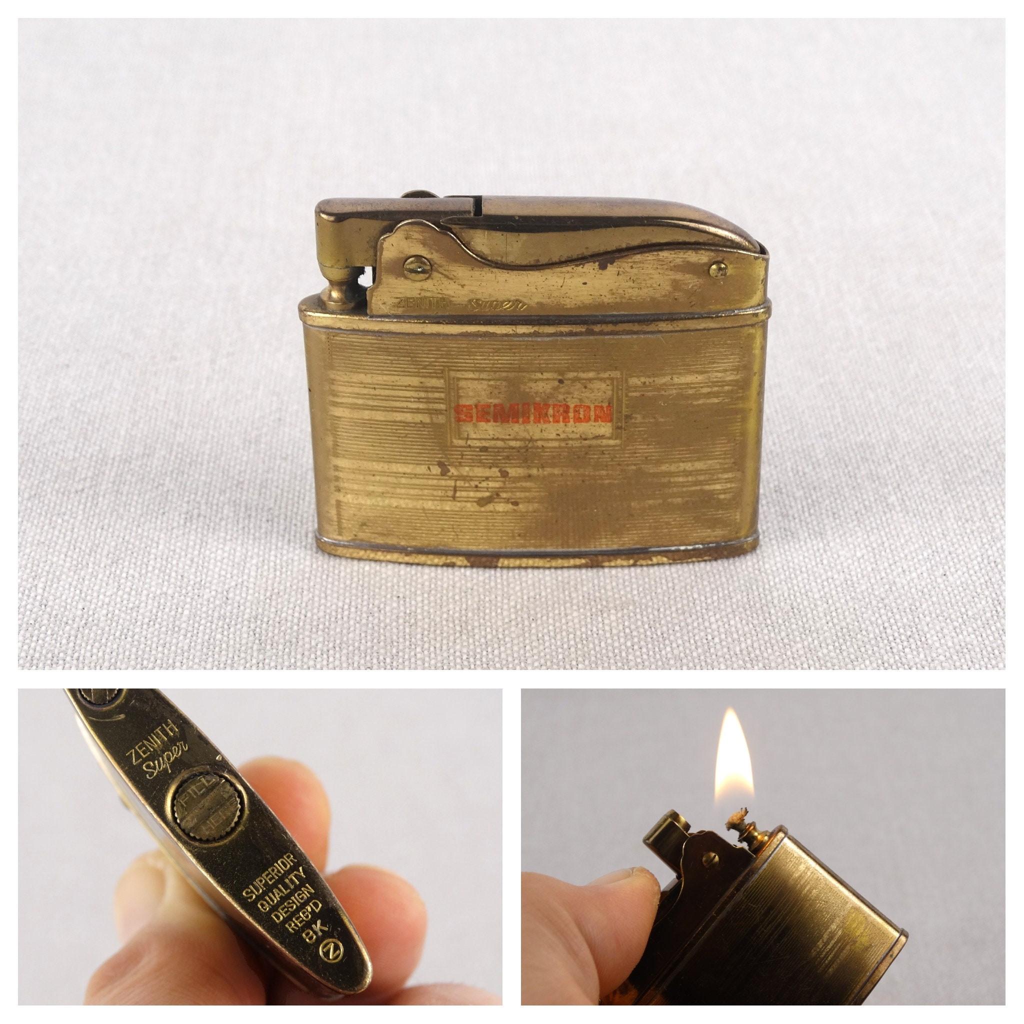 Zenith Gold 8K Lighter, Zenith Super Lighter, Vintage Zenith Gold 8K Lighter, Zenith Super Lighter, Vintage
