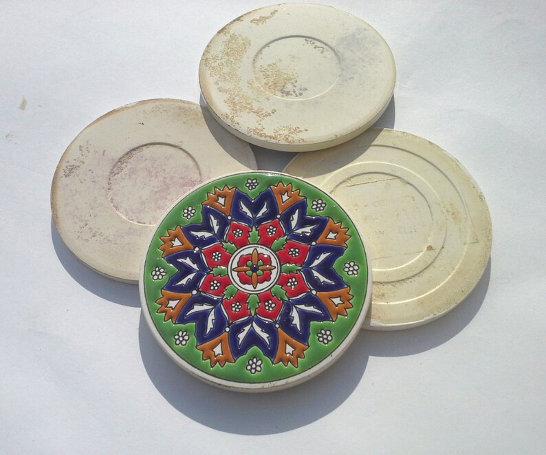 Green Ceramic Coaster Drink tile Coaster Ceramic Coaster Etsy