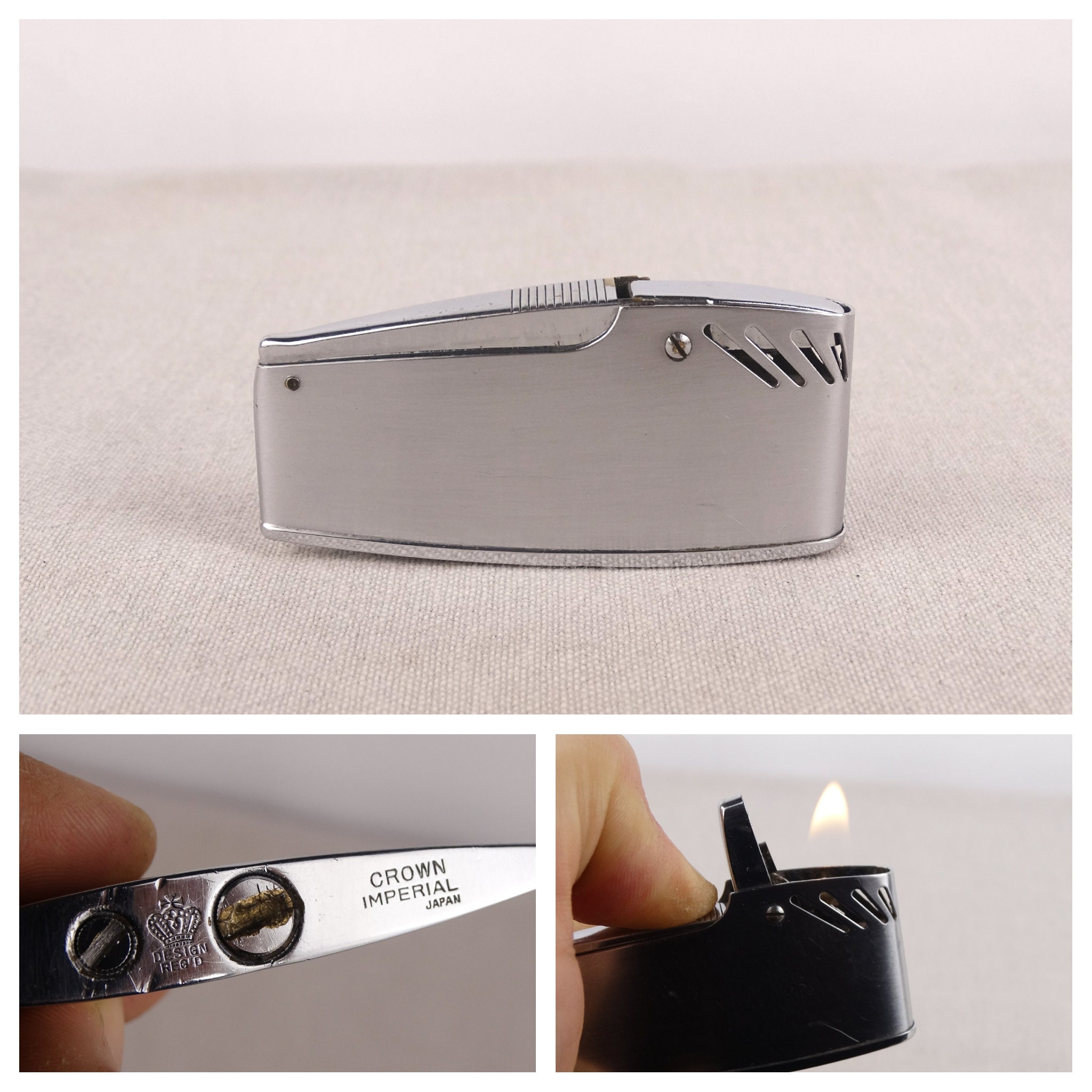 Crown Imperial Lighter, Vintage Lighter, Automatic Lighter, Petrol Lighter,  Old Lighter, Pocket Lighter, Crown Lighter, Smoker Lighter