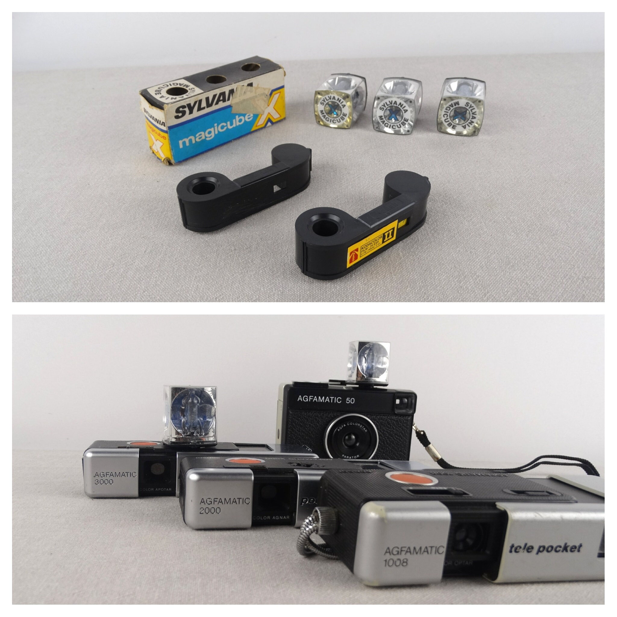 Vintage Agfamatic Pocket Cameras, Retro Camera Set, Old Film