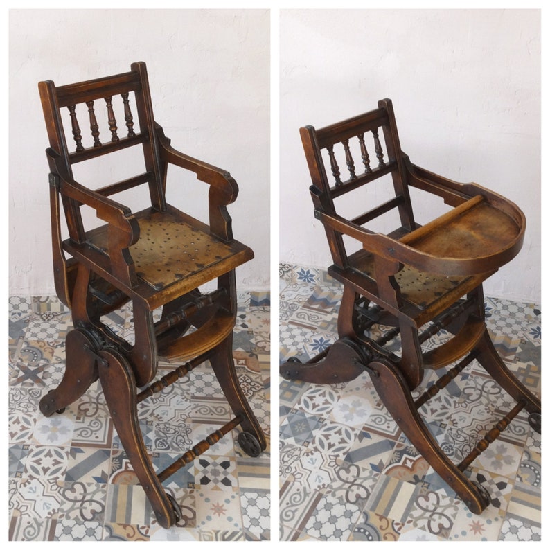 Antique Rocking Chair High Chair Victorian Wooden Etsy