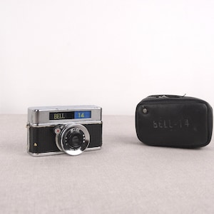 Bell 14 spionkamera, subminiatyrkamera, minikamera, Bell 14-kamera, miniatyrkamera, vintagefotokamera, kamerafodral, hopfällbar kamera