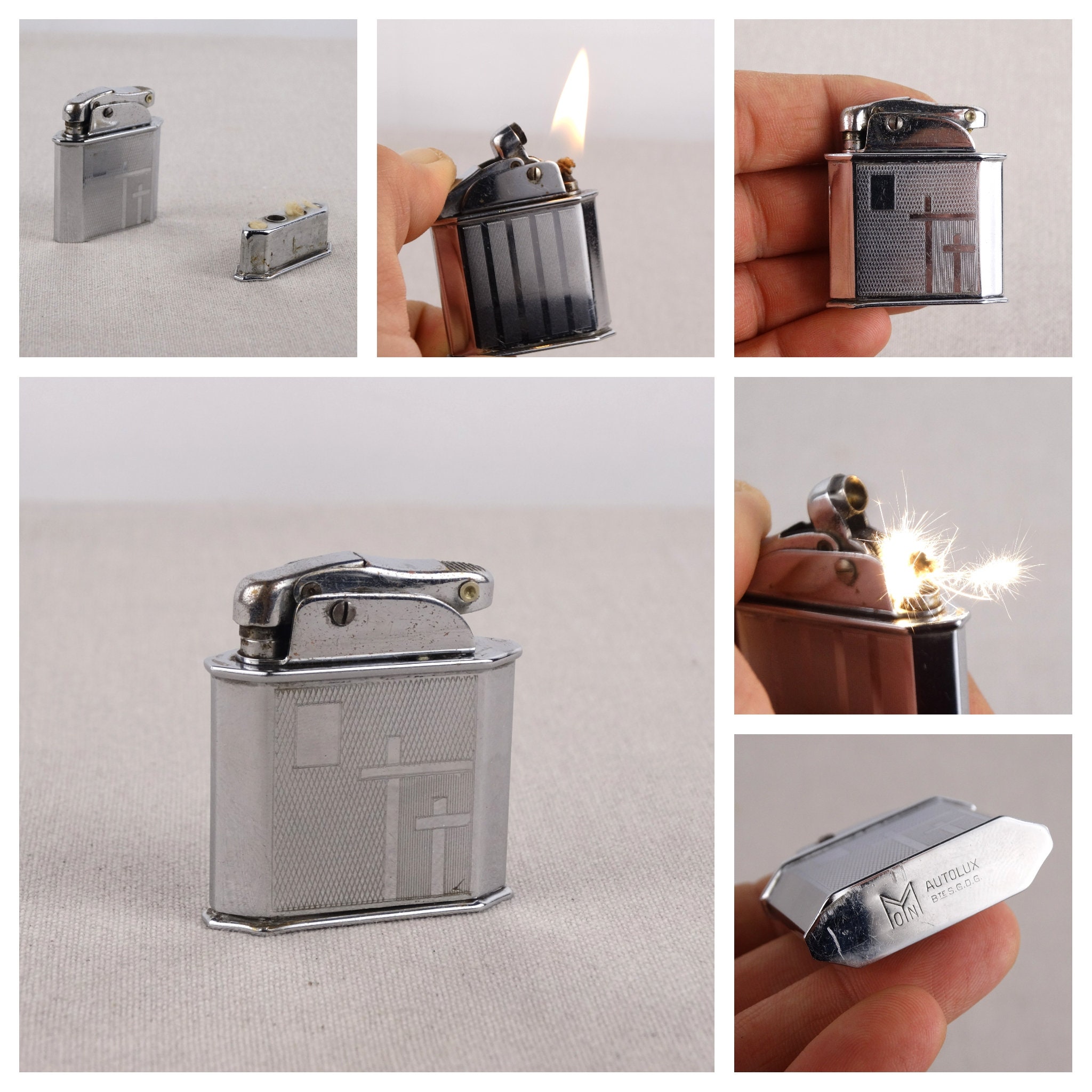Myon Autolux Lighter, Vintage Myon Lighter, Petrol Lighter, Pocket 