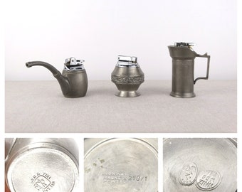 Vintage Pewter Table Lighters, Cigar Decor (Not Working)