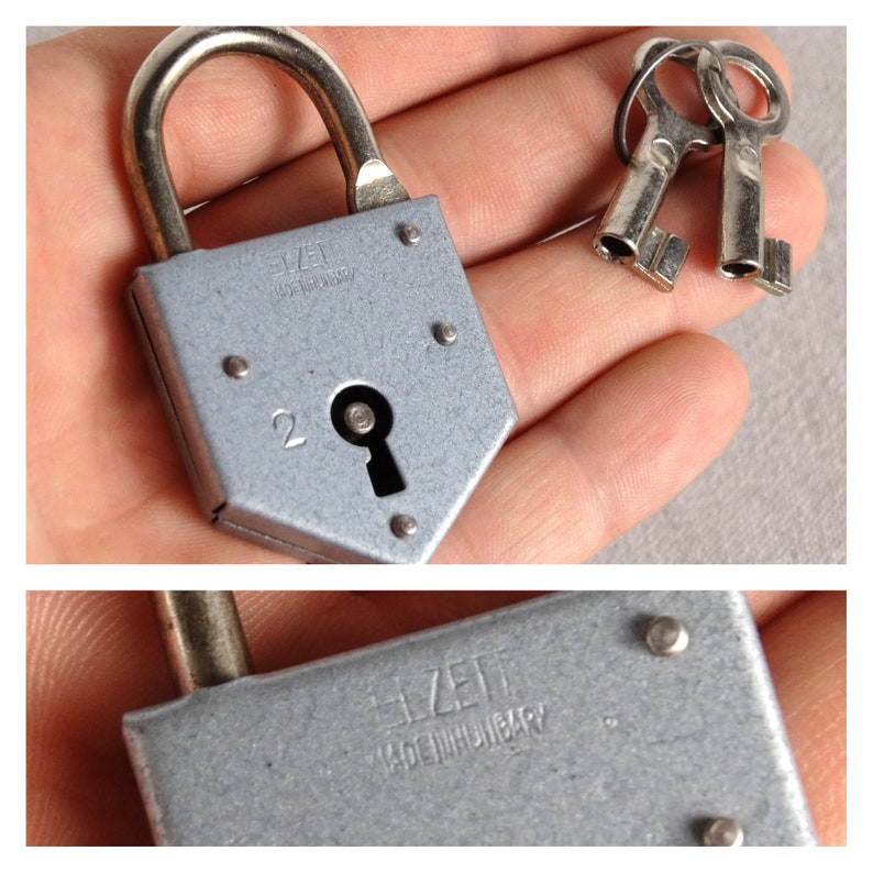 Elzett no 2 Padlock Metal Padlock Lock with Keys Old Working Padlock Antique Love Padlock Love Lock Old Lock Heart Lock Metal Lock
