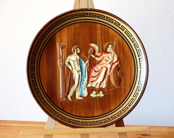 Griekse keramische plaat, decoratieve plaat, Griekse keramische kunst, aardewerk plaat, keramische keuken plaat, Collectible plaat, weergeven plaat, wandplaat