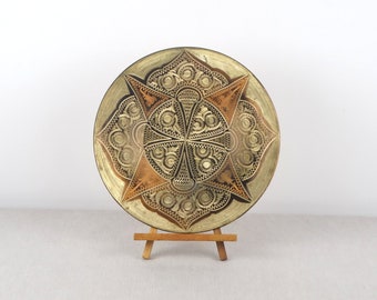 Vintage Wall Hanging Copper Plate, Decorative Copper Tray, Etched Copper Plate, Hanging Copper Plate, Copper Wall Decor, Retro Copper Plate
