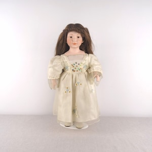 Vintage Porcelain Doll, Bride Doll, Doll on Stand, 17&quot; Doll, Dressed Doll, Haunted Doll, Victorian Doll, Art Doll, Retro Doll, Cursed Doll