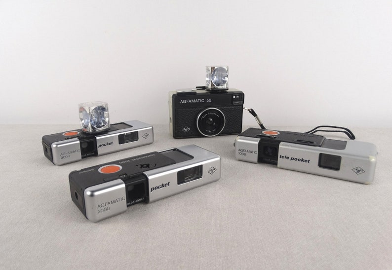 Vintage Agfamatic Pocket Cameras, Retro Camera Set, Old Film Camera, 110 Catridge Cameras, Agfamatic, Lomography Camera, Photographer Camera image 4