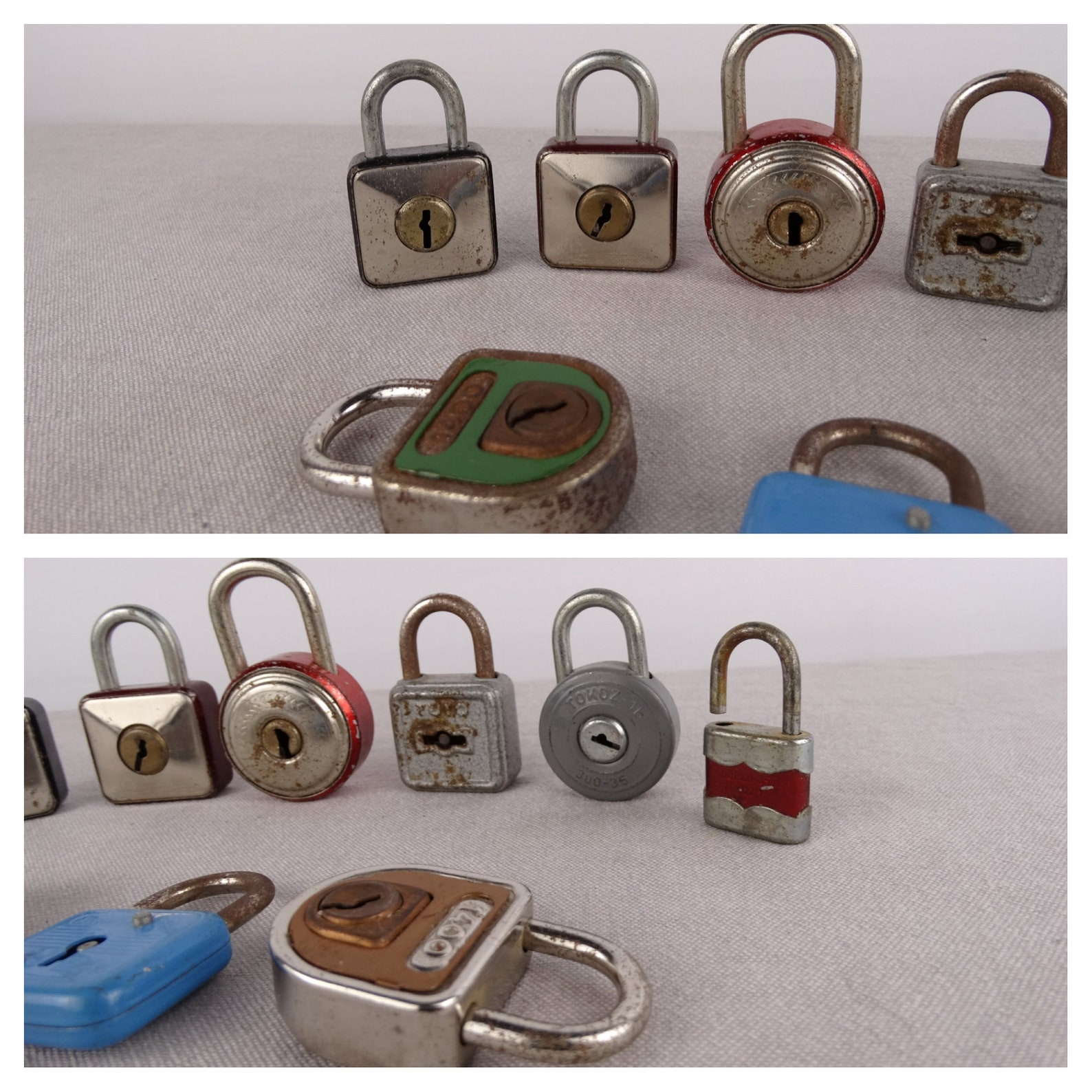 Vintage Padlock Collection, Old Padlocks Lot, Rustic Padlock, Round ...