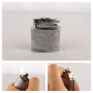 Pacific Lighter, Chart of Belgium, Old Lighter, Vintage Petrol Lighter, Windproof Lighter, Camping Lighter, Pocket Lighter, Pipe Lighter