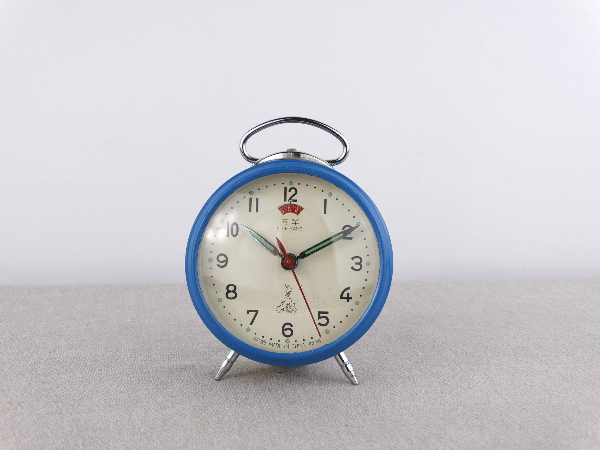 Retro Clock, Five Rams Clock, Alarm Clock, Blue Clock, Desk Clock, Old ...