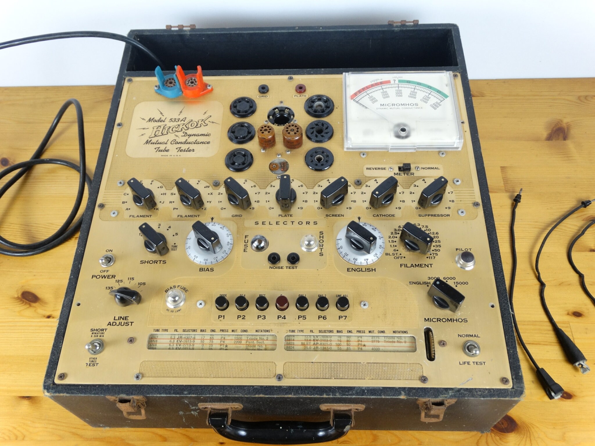 1947, Hickok 533A, Dynamic Mutual Conductance Tube Tester, Tube Checker ...