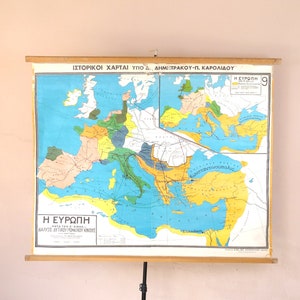 Byzantinische Chart, historischen Diagramm von Europa, Poster-Diagramm, Schulkarte, Europäische Chart, Leinwand Karte, Schulkarte, historische Ppster, Chart