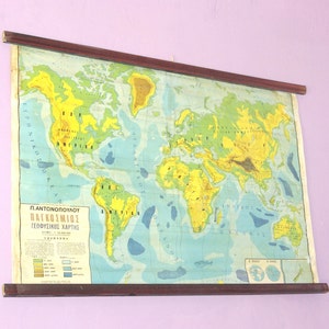 Mappa dell'Atlante mondiale, Mappa della scuola di geografia, Grafico a tela, Grafico a discesa, Mappa della scuola di grandi dimensioni, Grafico del mondo, Grafico della classe, Arazzo dell'Atlante