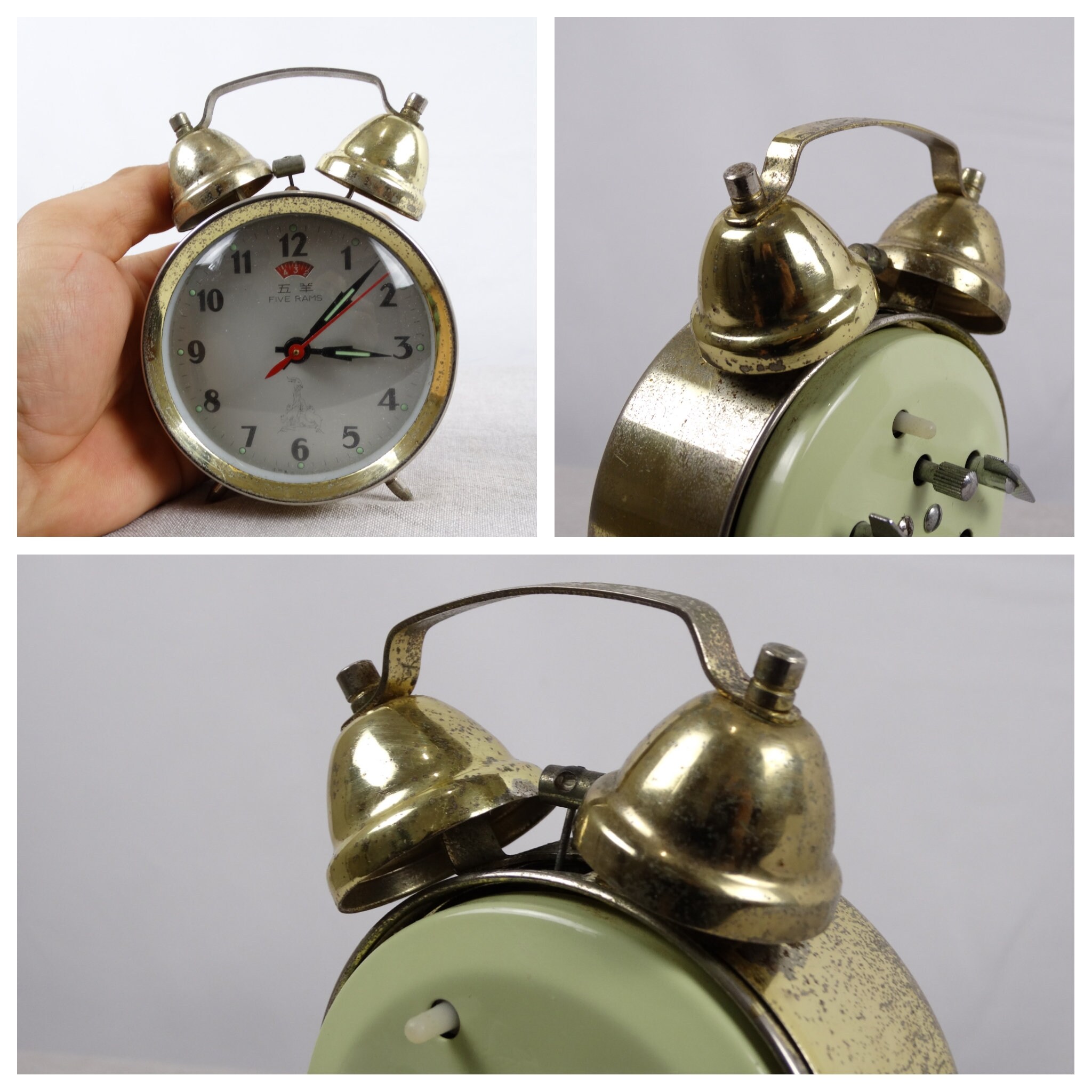 Five Rams Clock, Old Clock, Bell Clock, Wind up Clock, Retro Clock ...