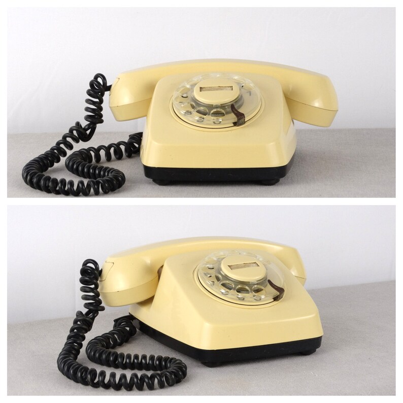 Old Telephone Rotary Phone Desk Telephone Beige Phone Landline Phone Retro Phone Bakelite Telephone Cream Telephone Bell Telephone