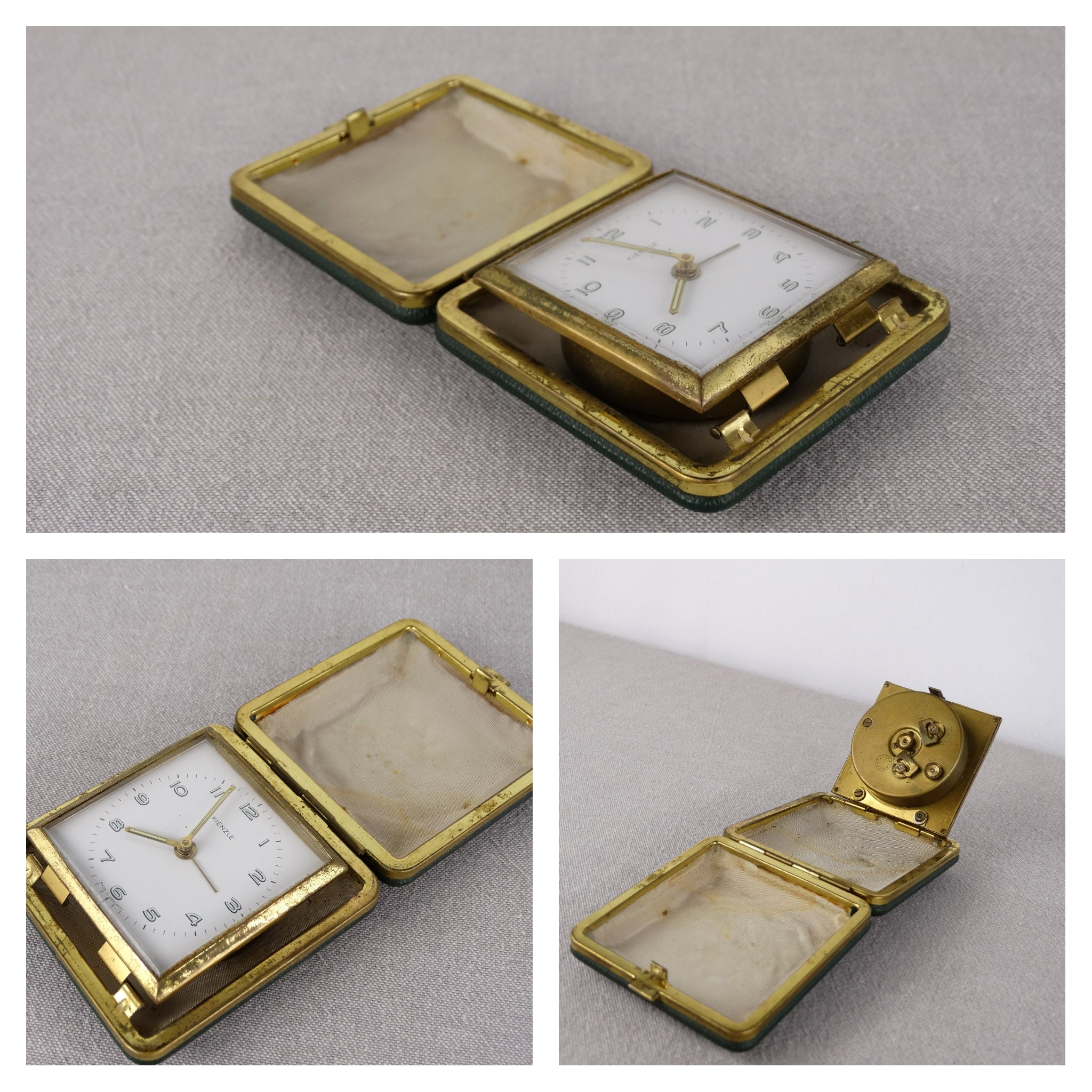 ヴィンテージ キエンツレ トラベル アラーム クロック、ドイツ製