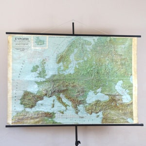 Carta europea, Geografia scuola Chart, aula carta dell'Europa, grafico di tela, tirare giù grafico, grafico europeo, scuola mappa mappa paesaggio