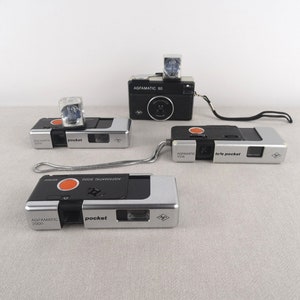 Vintage Agfamatic Pocket Cameras, Retro Camera Set, Old Film Camera, 110 Catridge Cameras, Agfamatic, Lomography Camera, Photographer Camera image 3