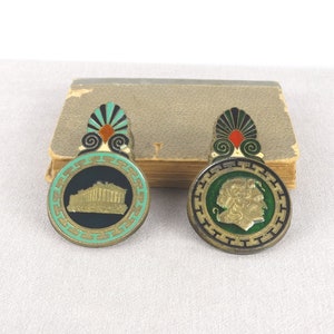 Set of Two, Vintage Enamel Brass Paper Clips, Brass Paper Holders, Brass Paper Weight, Brass Paperclips, Office Paper Weight, Office Decor