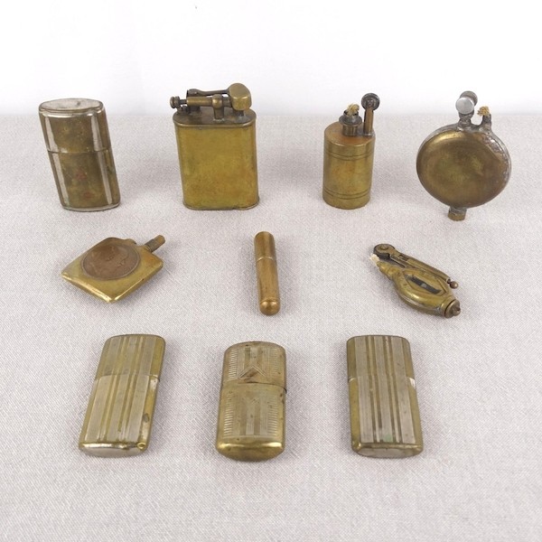 Trench Art Lighters, Brass Lighter, Trench Lighter, Torch Lighter, Vintage Petrol Lighter, Old Lighter, Pocket Lighter, Antique Lighters Lot