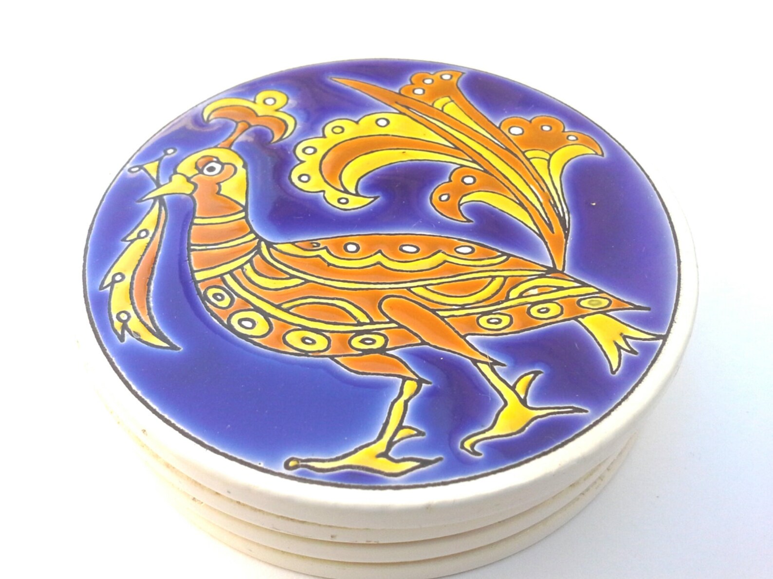 Vintage Coaster Bird Coaster Floral Coaster Ceramic Etsy