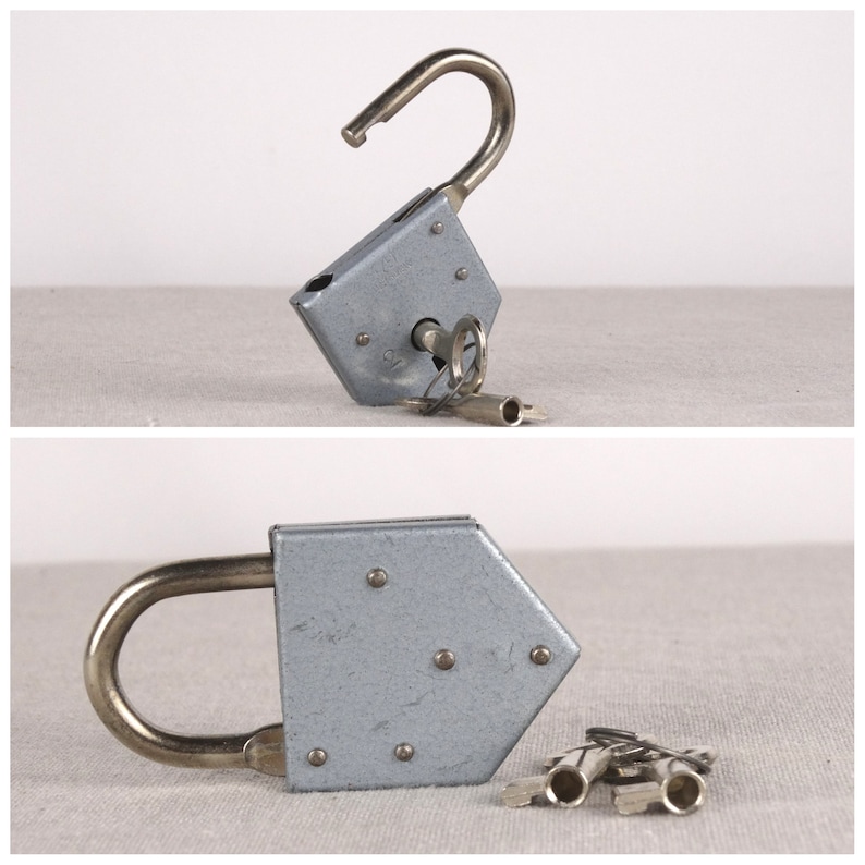 Elzett no 2 Padlock Metal Padlock Lock with Keys Old Working Padlock Antique Love Padlock Love Lock Old Lock Heart Lock Metal Lock