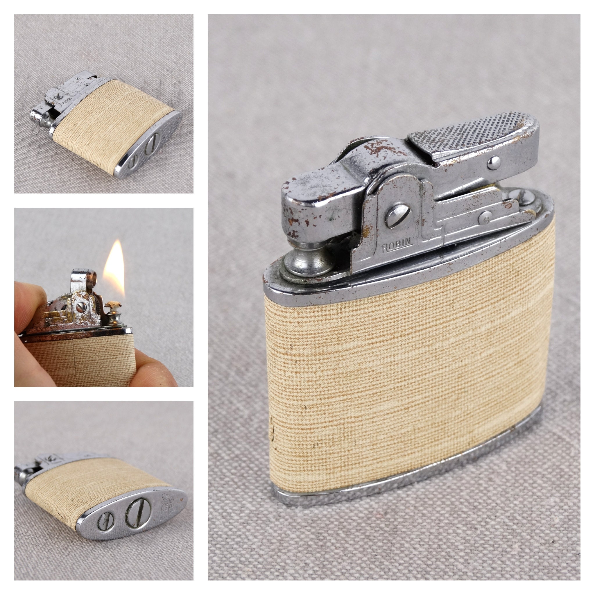 Vintage Robin Automatic Lighter, Petrol Torch Lighter, 1970s-80s