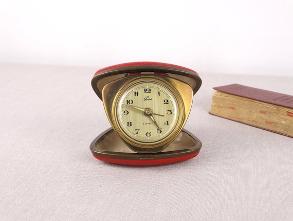 Starlet 2 Jewels Clock, Triangle Clock, Brass Alarm Clock, Pyramid Clock, Travel Clock, Pocket Clock, Mechanical Clock, Clock Parts, Clock