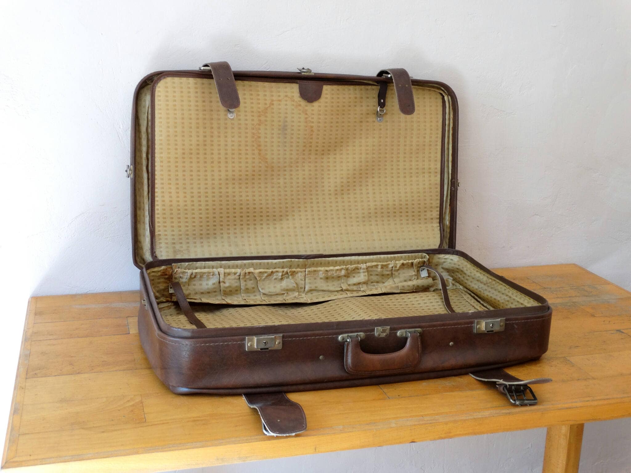 Leather Suitcase Train Case Leather Valise Brown Luggage Etsy Ireland