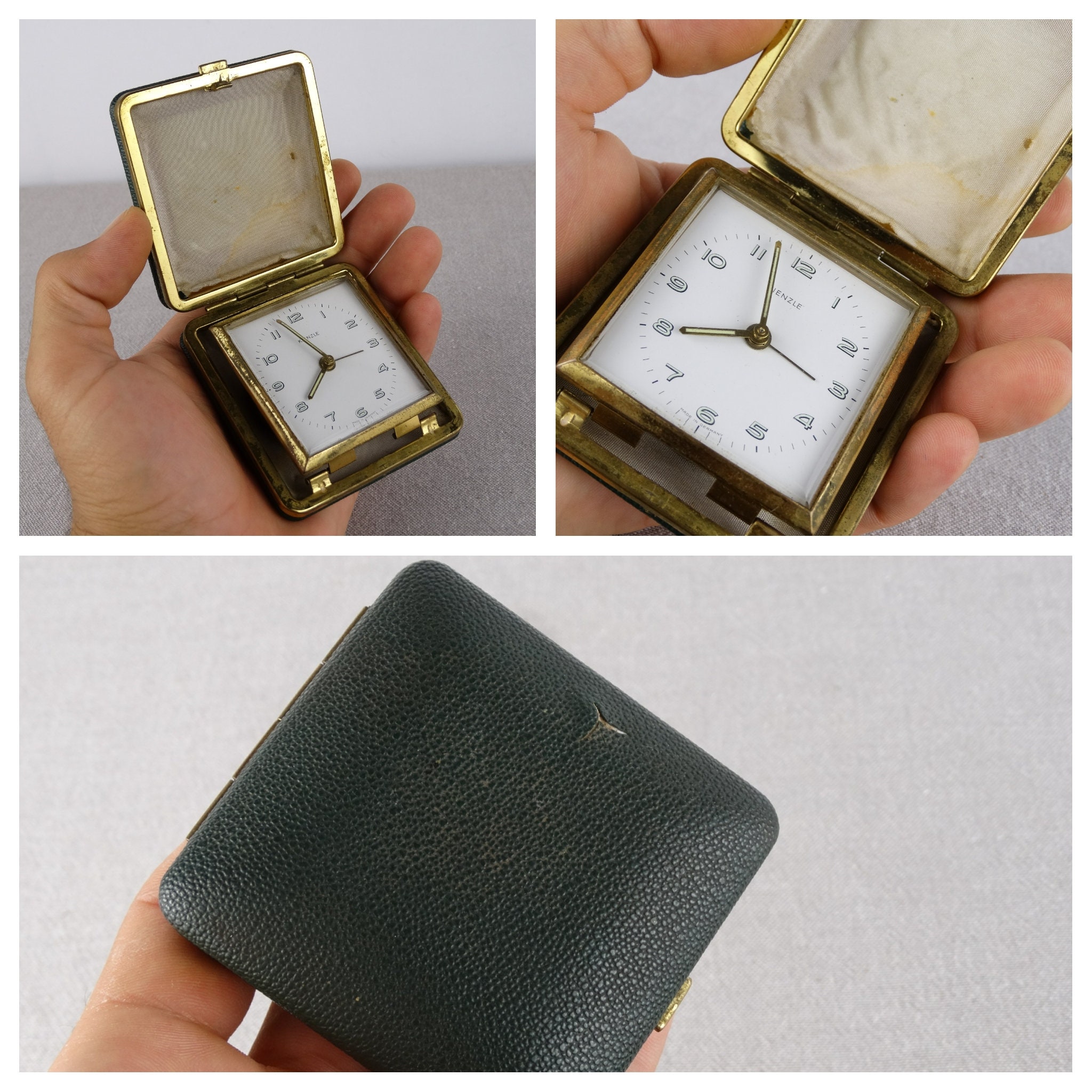 ヴィンテージ キエンツレ トラベル アラーム クロック、ドイツ製