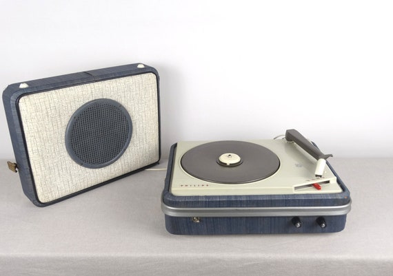 Tocadiscos Vintage, reproductor de tocadiscos de grabación, 33/45/78 RPM  Reproductor de tocadiscos portátil de audio para maleta, altavoces estéreo