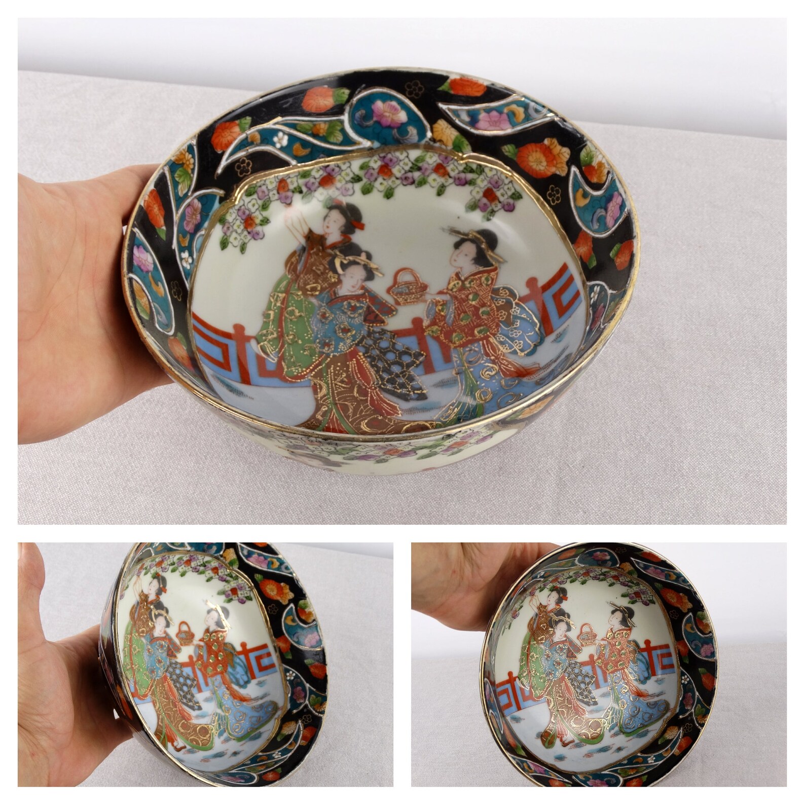 Hand Painted Porcelain Bowl Royal Satsuma Bowl Japanese Etsy